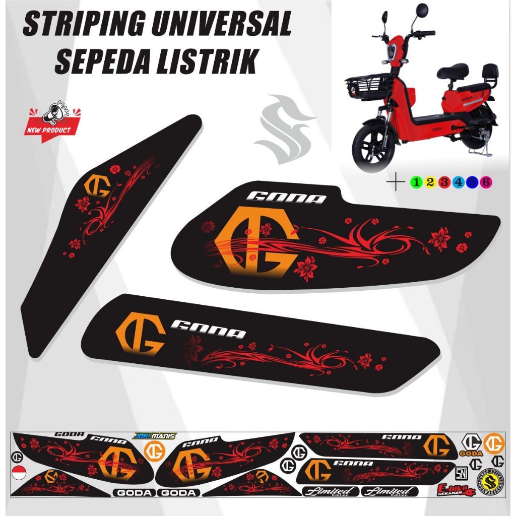 STICKER STRIPING ALL SEPEDAH LISTRIK GODA VARIASI