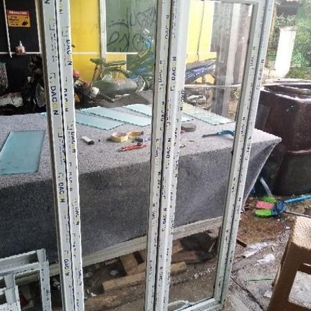 Kusen jendela aluminium 100x80 2 daun lengkap tinggal pasang