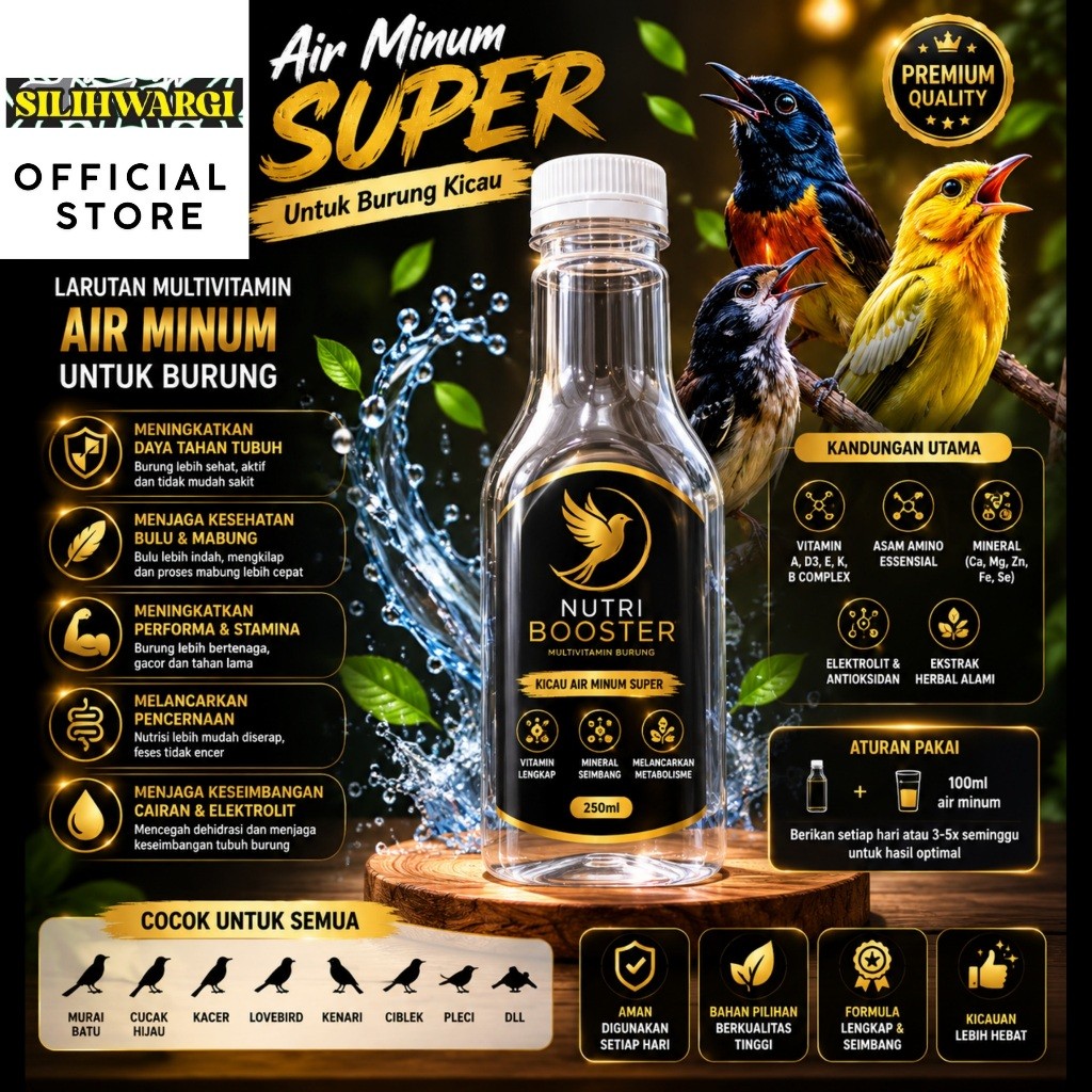 AIR SAKTI BURUNG Nutri Booster Larutan Burung Air Minum Khusus Burung Kicau Vitamin Obat Doping Mura