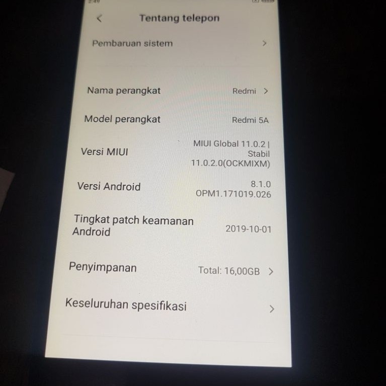lcd touch screen frame redmi 5a normal ORI