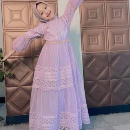 100% AMAN Gamis Brukat Ohc Shanum untuk anak perempuan umur 3-15 tahun 2026
