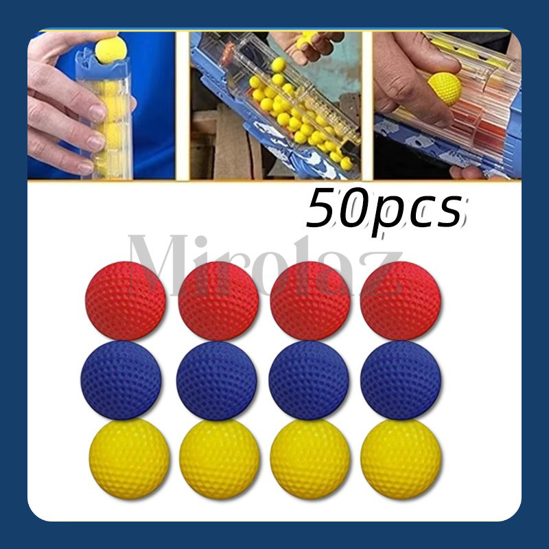 50PCS/Tas Nerf Rival Peluru Karet Bulat Refill Soft Ball PU Premium Nerf Rival Bola Busa Mudah Digun