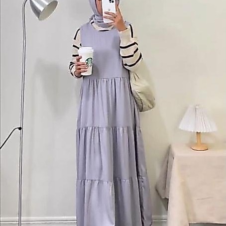 Tahan Lama Inner Dress Susun // Dalaman Gamis Tanpa Lengan // Iner Dress Rempel Premium