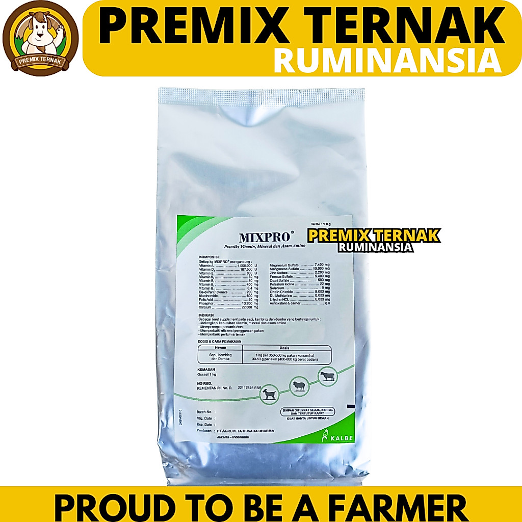 MIXPRO Premix Sapi 1 Kg - Mix Pro Suplemen Premix Penggemuk dan Pemacu Pertumbuhan Sapi