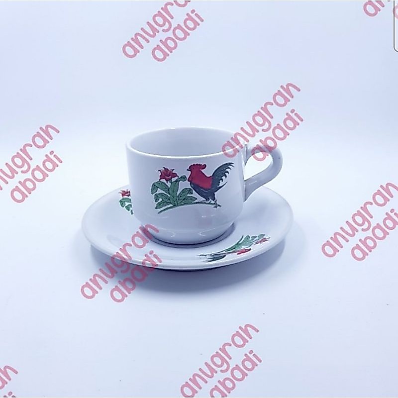 gelas cangkir set ayam , gelas kopi keramik ayam 6 pasang