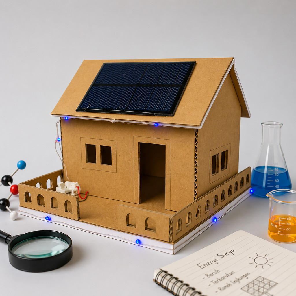 Miniatur Rumah PLTS mini 1 WP / rumah plts / rumah solar panel