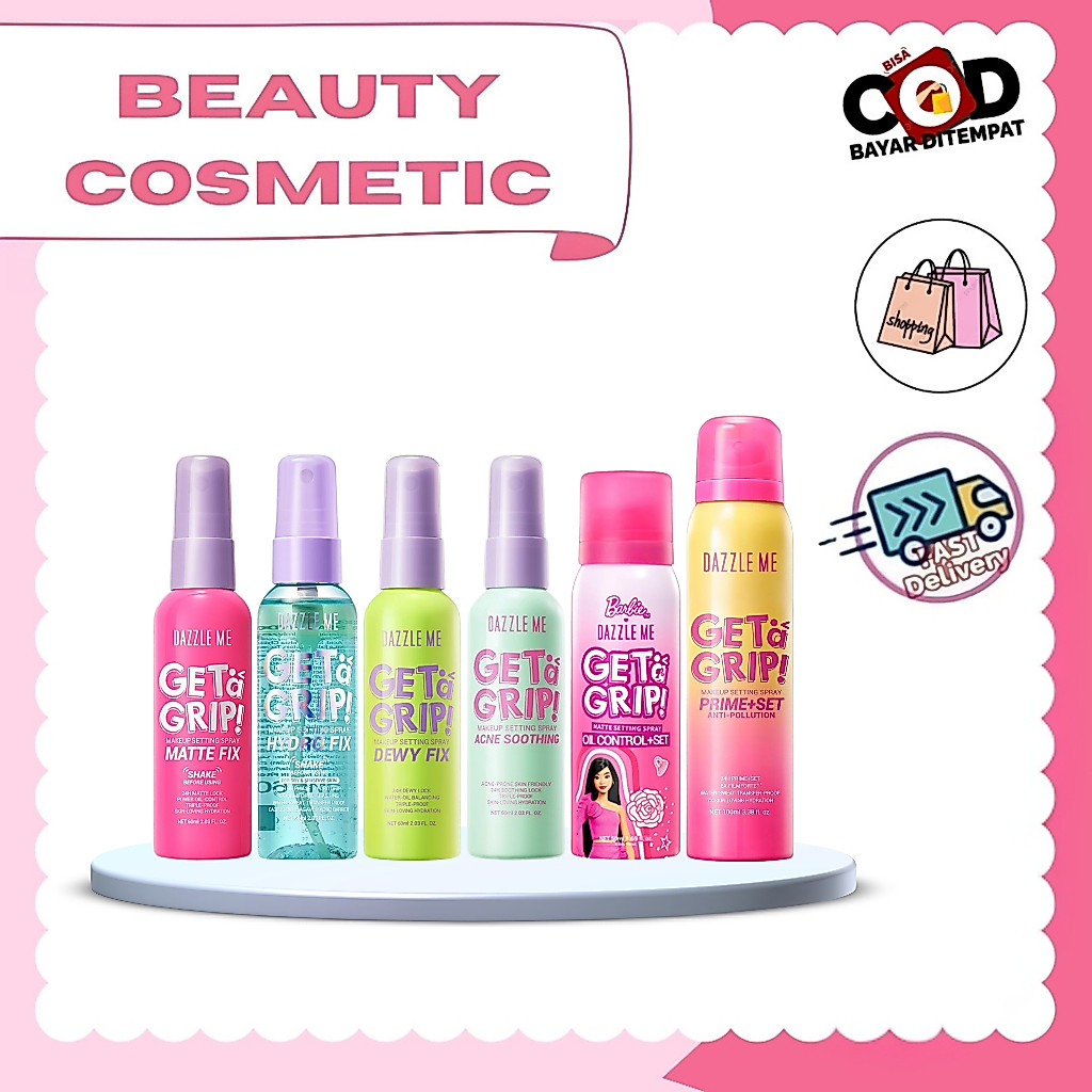 BARBIE X DAZZLE ME Get a Grip! | Matte, Dewy, Acne Soothing, Prime+Set | Mengunci Makeup Tahan Lama 