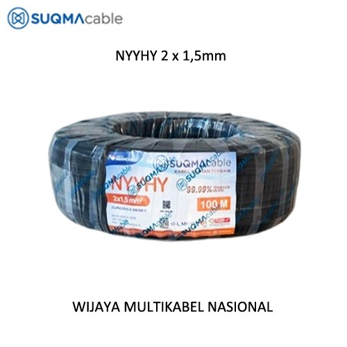 SUQMA CABLE - NYYHY 2 x 1,5mm (50 Meter) - Kabel Listrik Tembaga Serabut Murni - SNI - LMK - 100% Pr