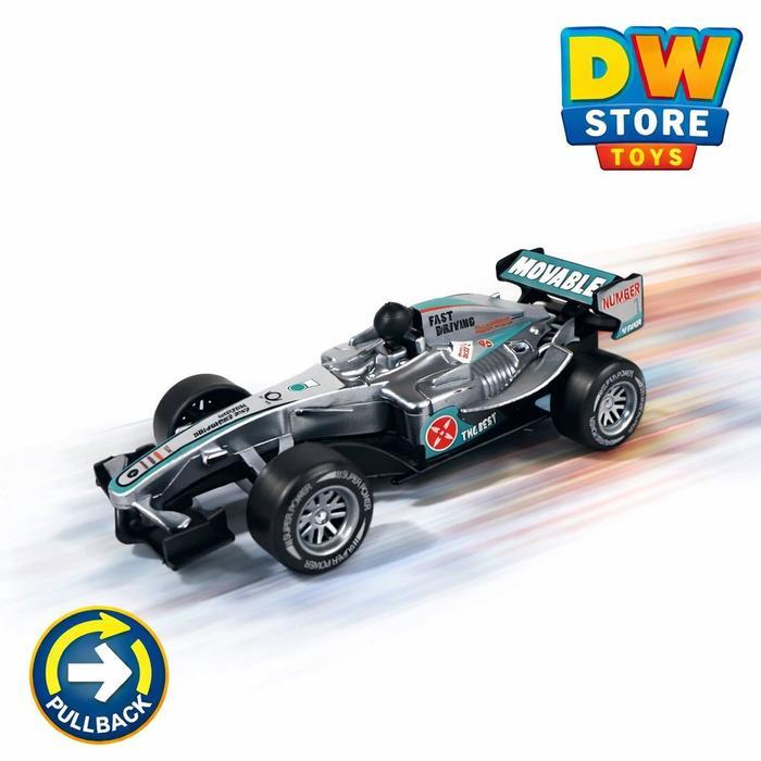 Mainan Anak Mobil F1 Car Pullback Tarik Mundur bisa maju tersedia 3 warna - F1 SILVER