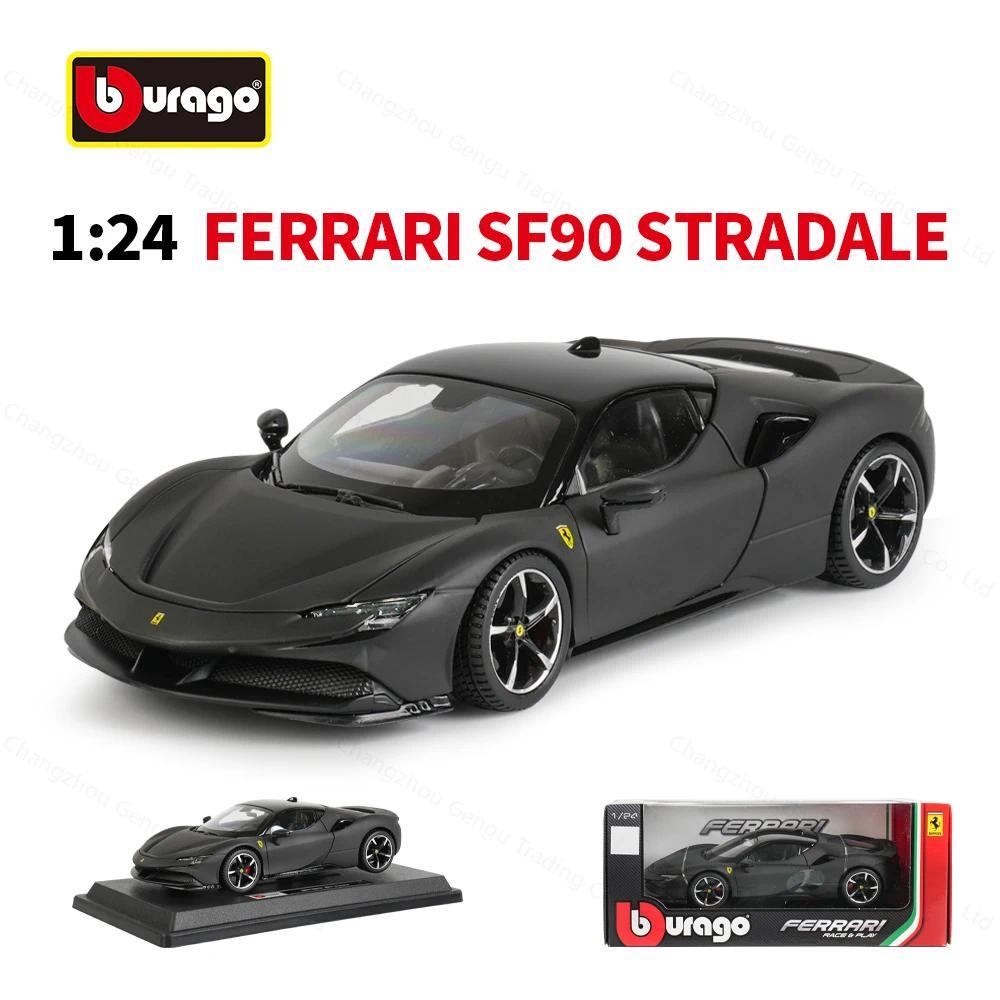 Bburago 1:24 Ferrari SF90 Stradale Mobil Sport Statis Die Cast Model Koleksi Mainan Mobil