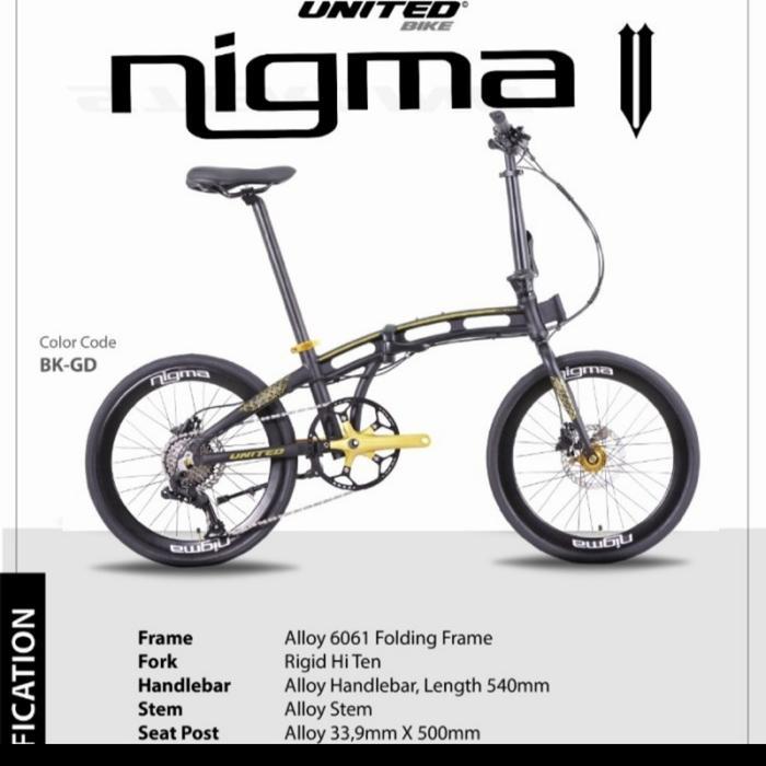 Sepeda lipat 20 inch United Nigma V 5 New