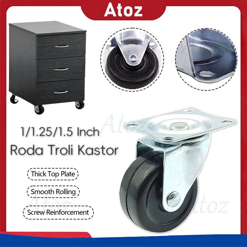 1/1.25/1.5 Inch Roda Karet Light Duty/Roda Troli Kastor/ Caster Roda Hidup/Roda Etalase /Roda Caster
