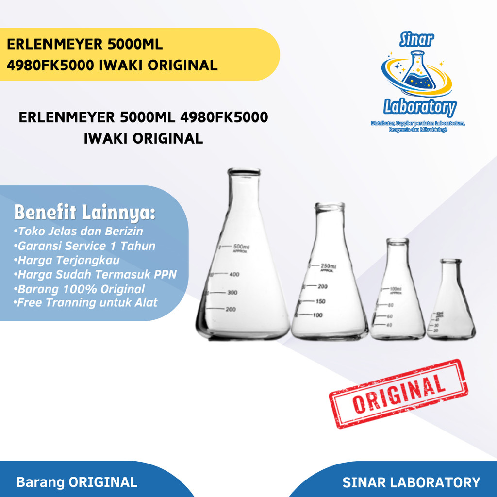Erlenmeyer 5000ml 4980FK5000 Iwaki Original