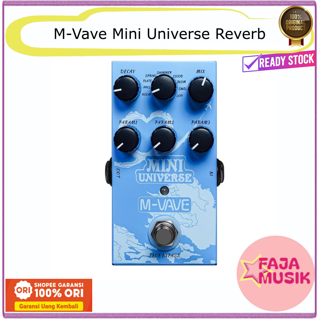 Efek Gitar MVAVE M-Vave Mini Universe Multi Reverb Spring Hall Shimmer Cloud
