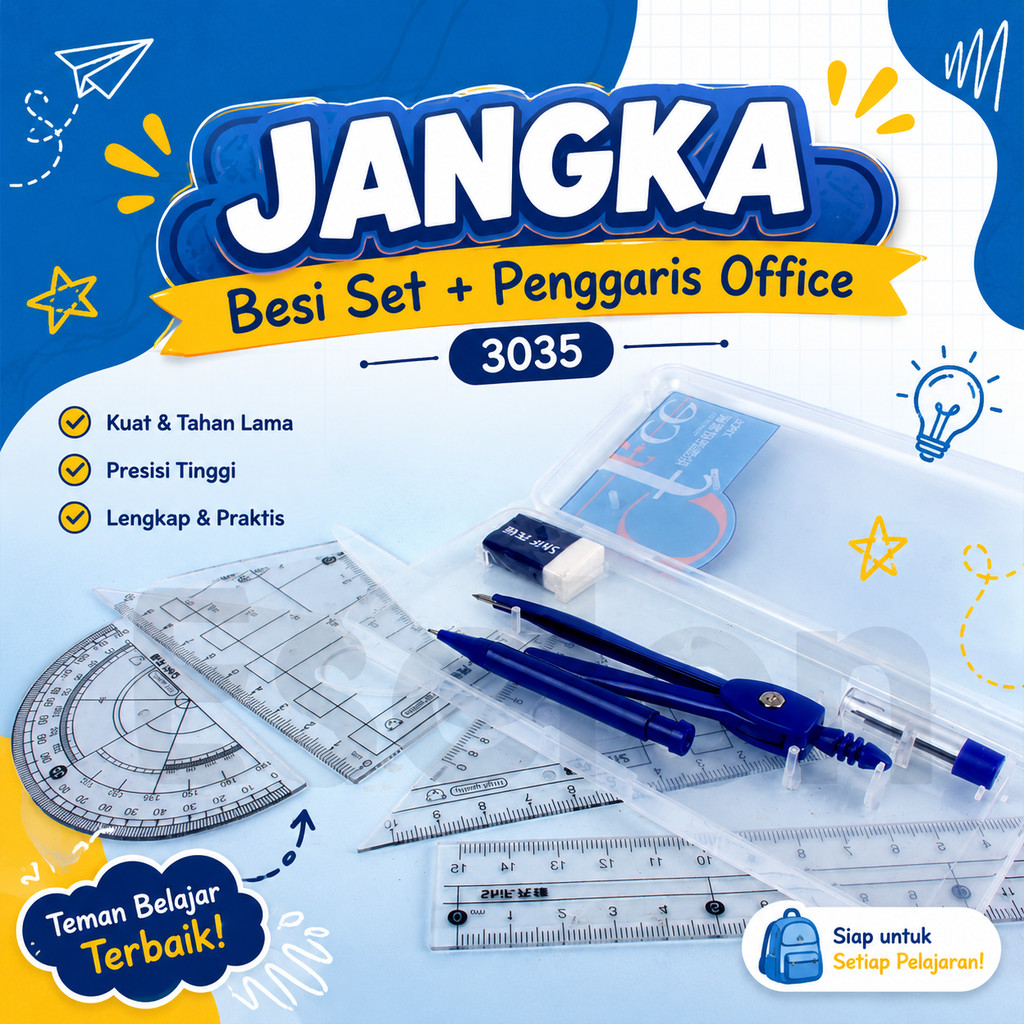 Jangka + Penggaris Set Office  3035 / Jangka Set