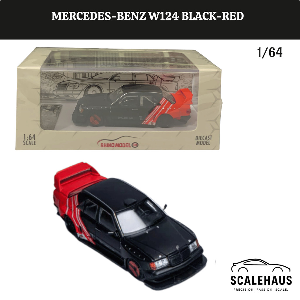 Rhino Model 1/64 Mercedes-Benz W124 Black-Red