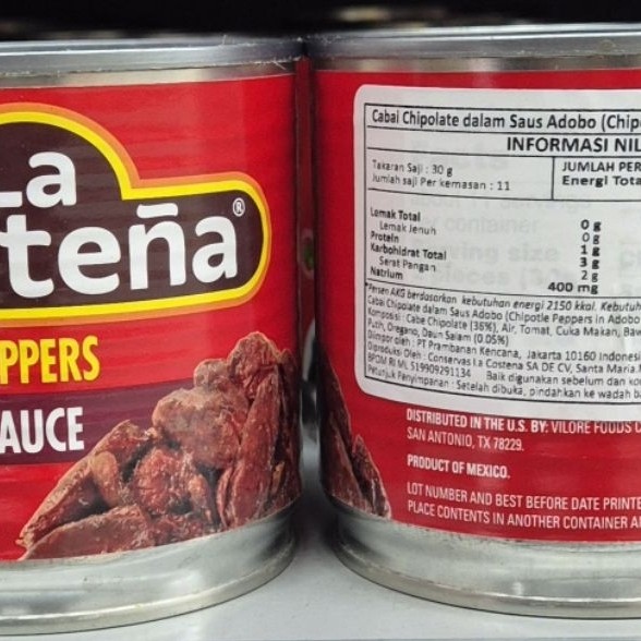 Cabai Chipolate Dalam Saus Adobo LA COSTENA Chipotle Peppers In Adobo Sauce 340g - HK-PC.