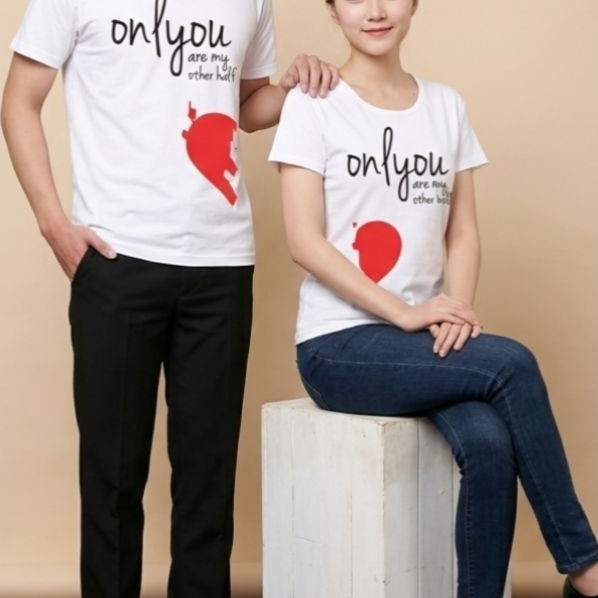 Baju Pasangan Kaos Oblong Couple - Onlyou Black/ Onlyou Maron/ Onlyou White