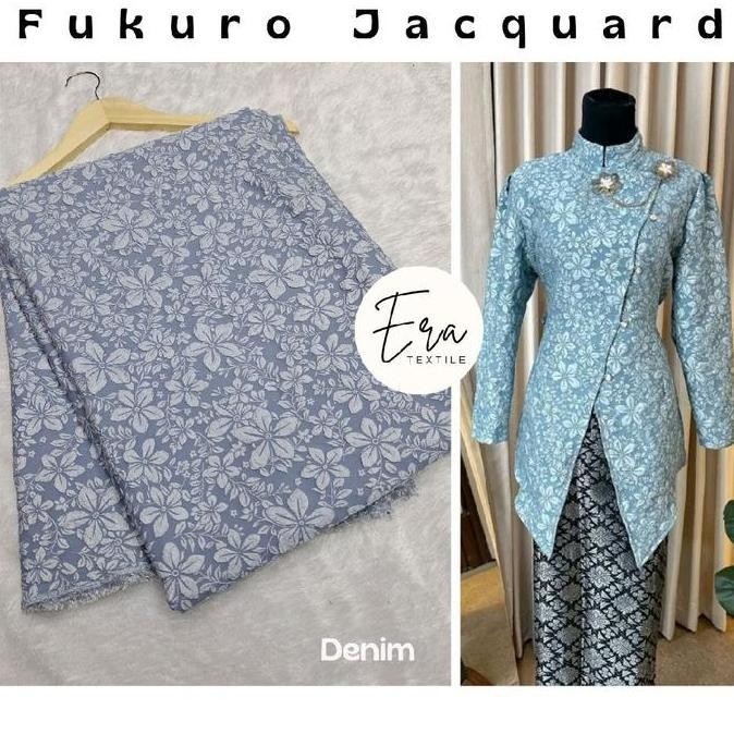 Giocare- Kain Fukuro Jacquard Emboss Premium , Bahan Kebaya Janggan Elegant - Bahan Jacquard Fukuro,