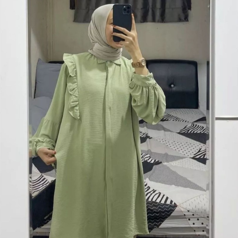 Baju Atasan Wanita Terbaru Donel Tunik Model Simple Elegan Bahan Cey Crinkle Airflow