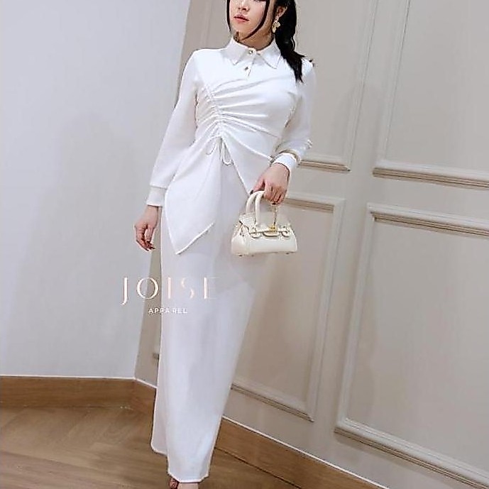 Pilihan - Joise - Lara Asymmetric Long Dress / Dress Tali Serut Panjang Kancing Maxi Casual Polos St