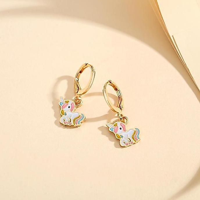LM534 Lucu Unicorn Anting Anak Titanium Perhiasan Imitasi Anting Costume Fashion Kids