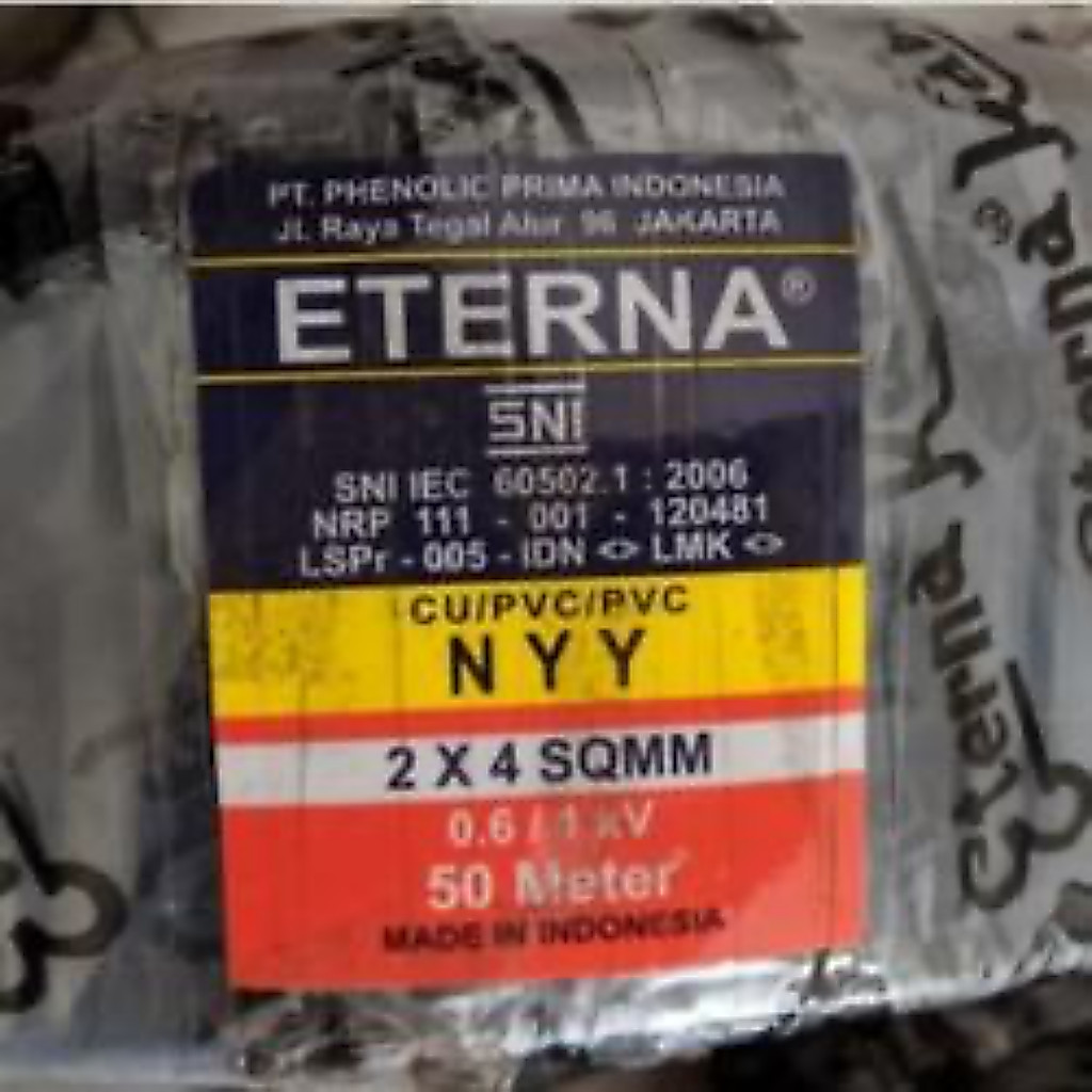 NYY 2x4 Hitam Eterna Outdoor / Kabel Tunggal merk Eterna Hitam Black