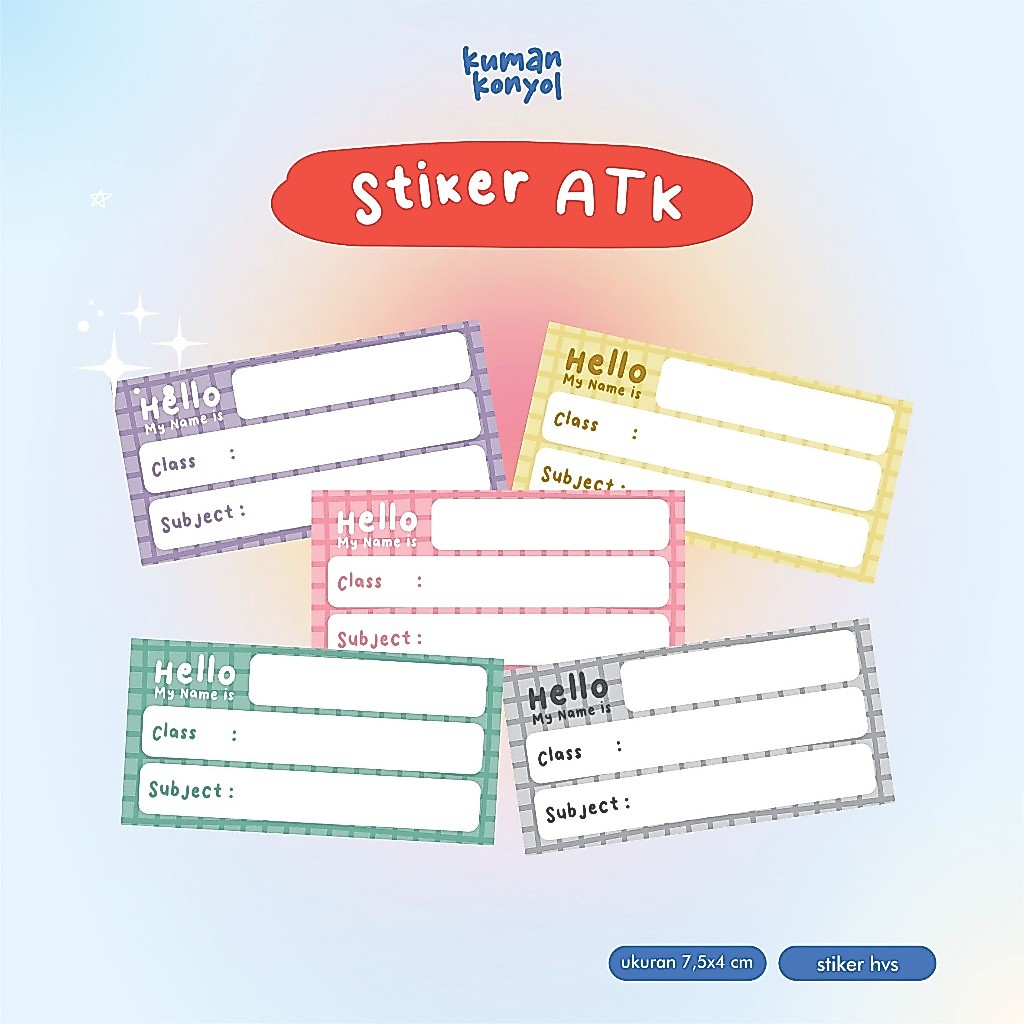 STIKER NAMA CANDY POLOS - STIKER BUKU PELAJARAN - STIKER SEKOLAH - LABEL NAMA BUKU SEKOLAH - CUTE LA
