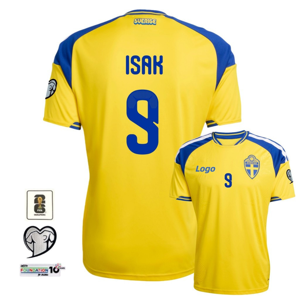 Edisi Fans Swedia 2026/27 Jersey Sepak Bola Lengan Pendek Kandang Pria Swedia