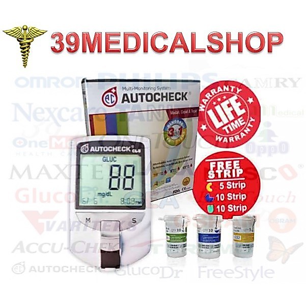 ALAT AUTOCHECK 3 IN 1 (ALAT CEK GULA, KOLESTEROL, ASAM URAT) / ALAT AUTOCHECK GLUCARE GLUCOSE - ALAT