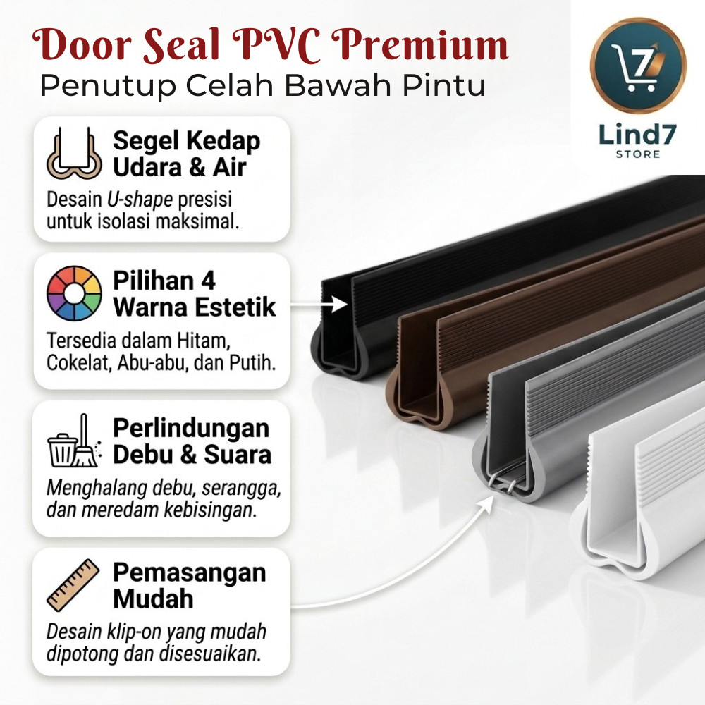 Lis Penutup Celah Bawah Pintu PVC Door Seal U-Shape Anti Debu Serangga Air