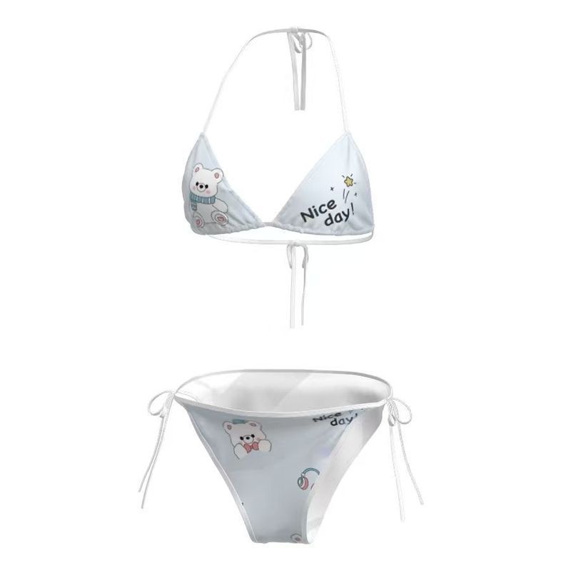 [Miss Lace] Wanita manis biru putih bikini subsistem dengan pakaian renang spa kain lembut model