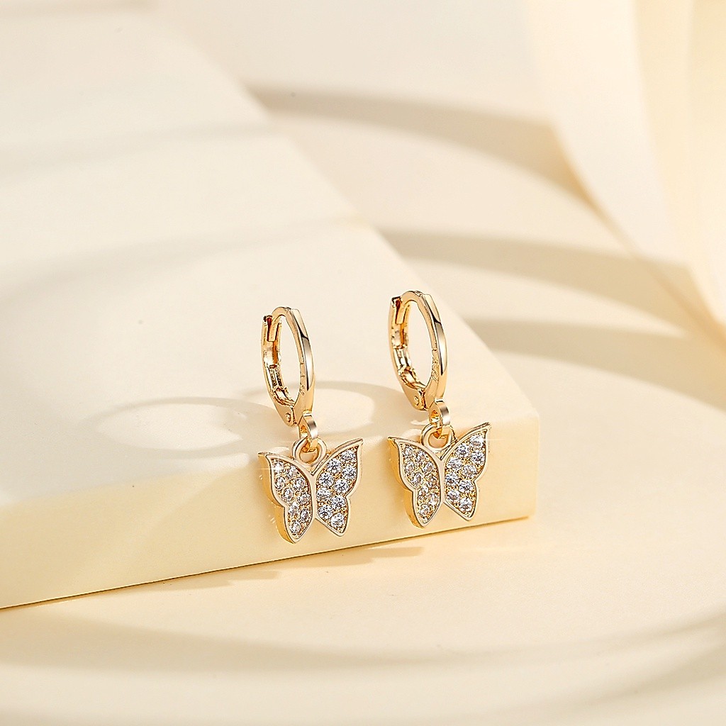 Lanme Jewelry Anting Kupu-Kupu Korea Matte Untuk Wanita Anting Tusuk Titanium Anti Karat Anting Anti