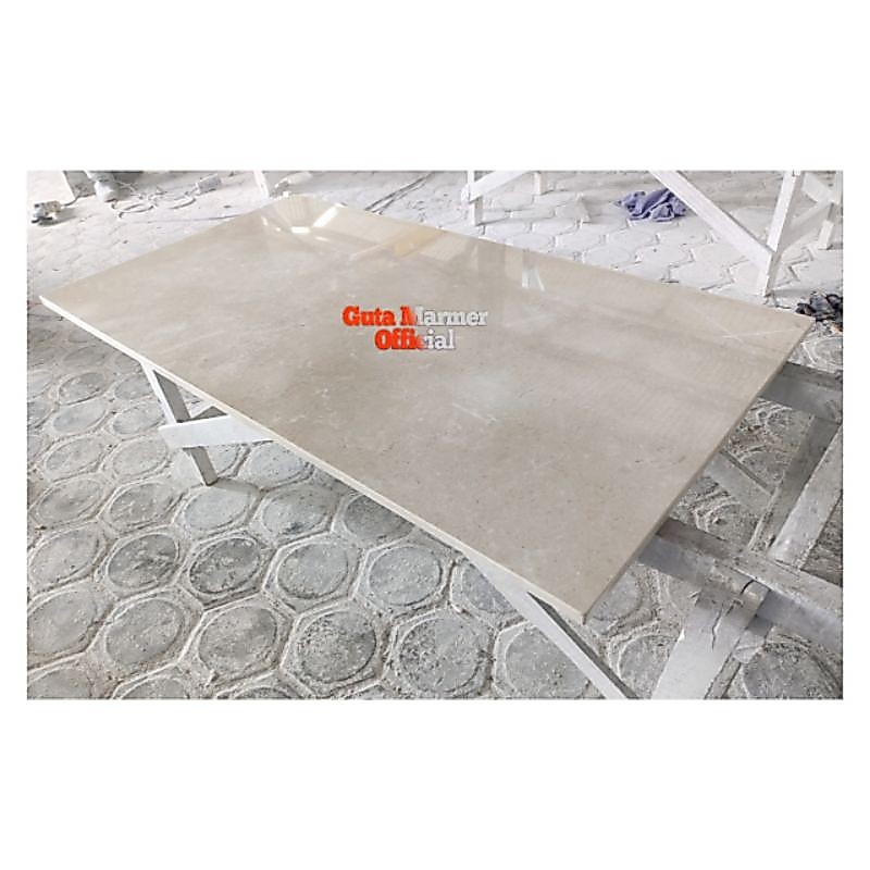 Table Top || Daun Meja Batu Marmer Putih Glosy Mengkilat Ukuran 90x180Cm