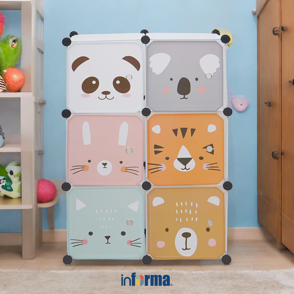 Informa Lemari Pakaian Plastik Multifungsi Animals Series Wardrobe Storage Kabinet Tempat Simpan Baj