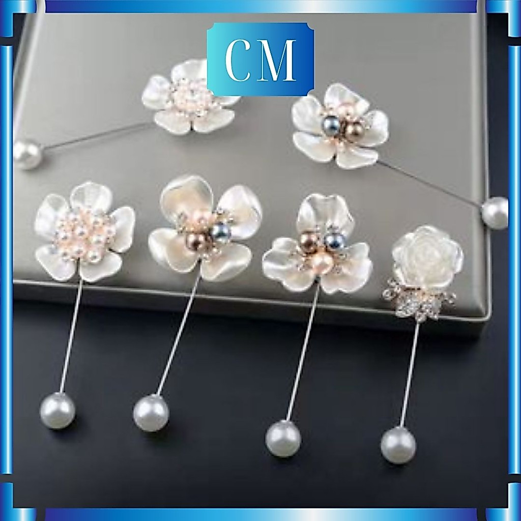 TUSPIN korsase camelia satu pin mutiara kerang bunga matahari bros