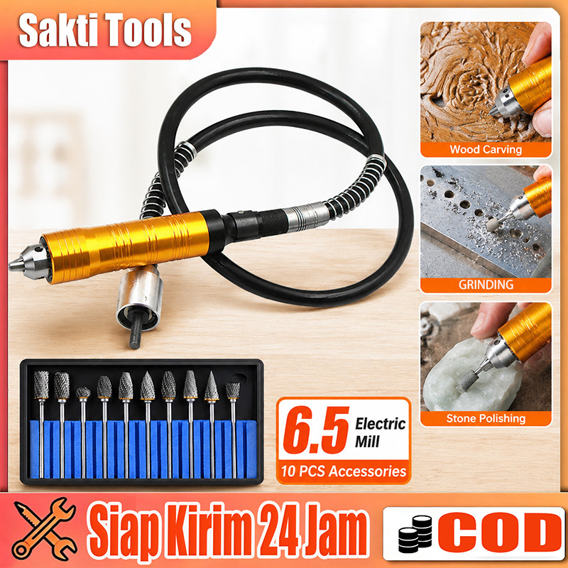 {COD} Peralatan Bor Gerinda Mini CNC 6.5MM, Alat Porting Tuner Cuner, Dilengkapi Handpiece dan Paket