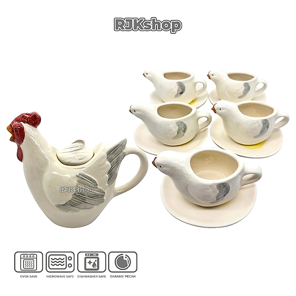 COFFESET TEKO SET / PITCHER SET / HAMPERS / CANGKIR TATAK MOTIF AYAM TELUR