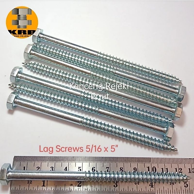 Sekrup Fisher 5/16x5" / Panjang 12,5 cm. Kunci 13 / Lag Screw / Deck Screw