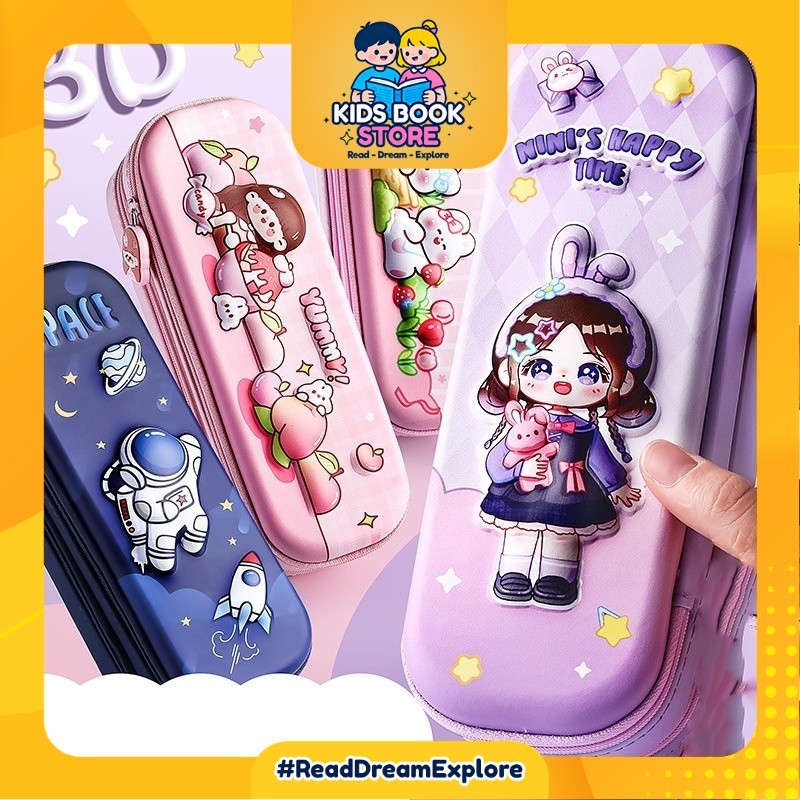 [KIDSBOOKSTORE] [ATK60] Alat Tulis Kantor Perlengkapan Sekolah Kotak Pensil Dua Tingkat 3D Lucu Cute