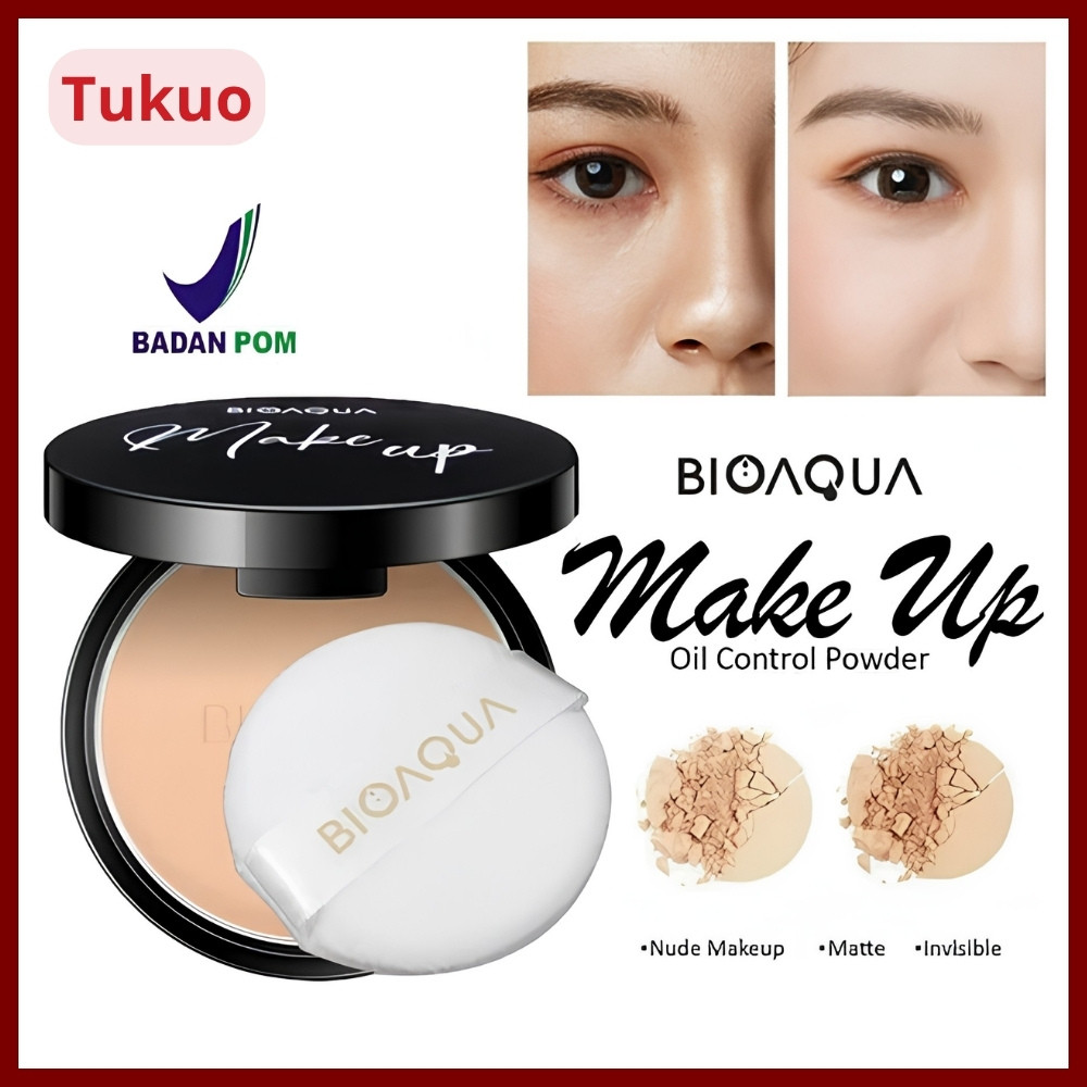 Bioaqua Bedak Padat Natural Glowing Waterproof Oil Control Smooth Finish Tahan Lama
