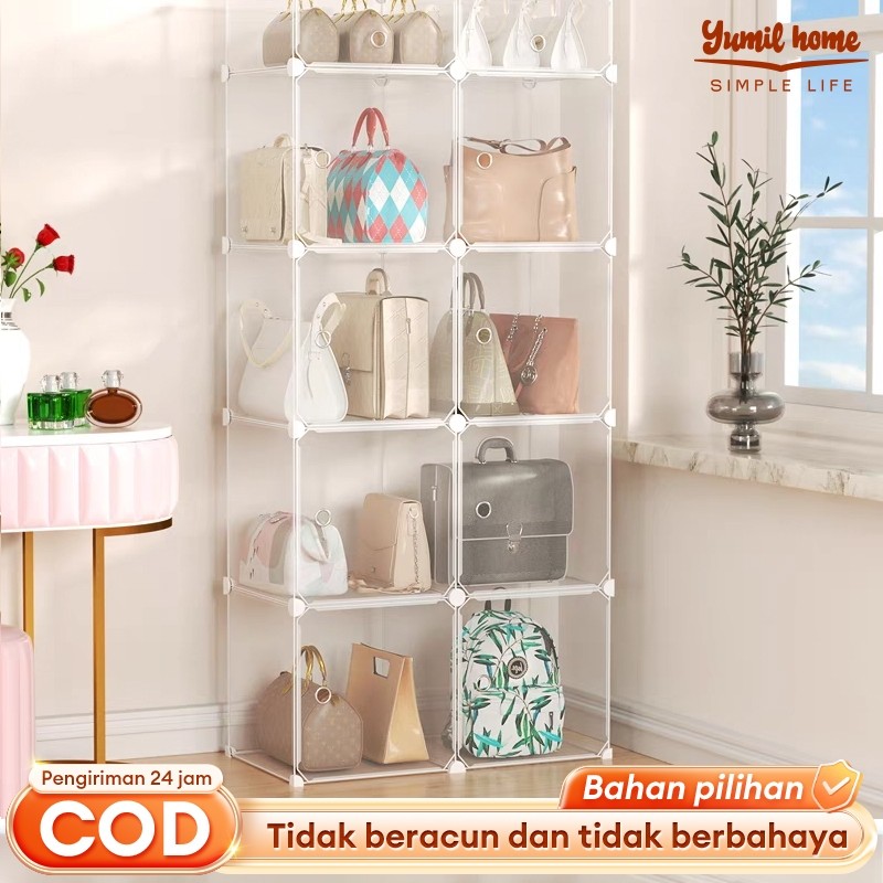 BM - SALVO Lemari Tas Debu/Kabinet Plastik Buku/Lemari Bahan Resin Transparan Serbaguna