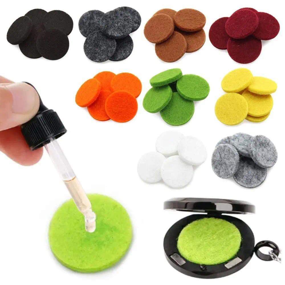 100pcs Colorful Round Trendy Aromatherapy Felt Pads 22mm Fit for 30mm Essential Oil ffuser Locket Fl