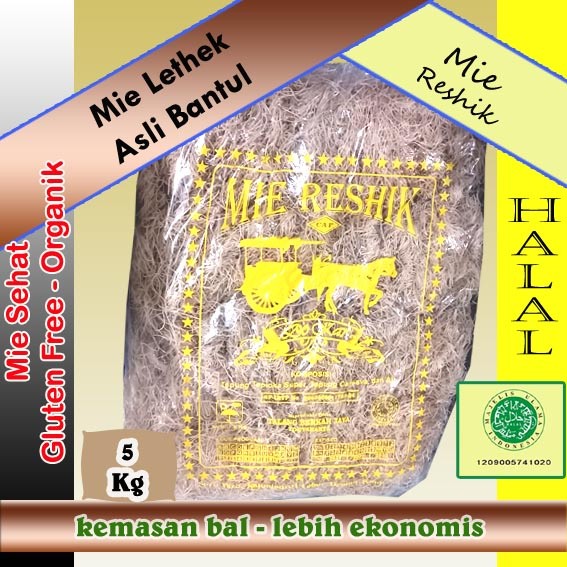 5kg mie lethek Gluten Free organik, bihun ubi kayu singkong, tradisional japchae bantul cap Dokar