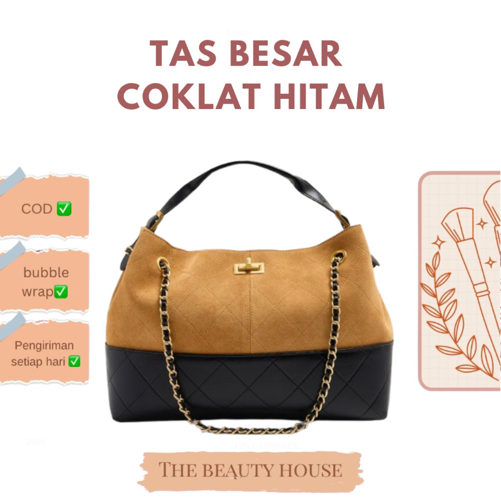 TAS BESAR COKLAT HITAM SLEMPANG RANTAI