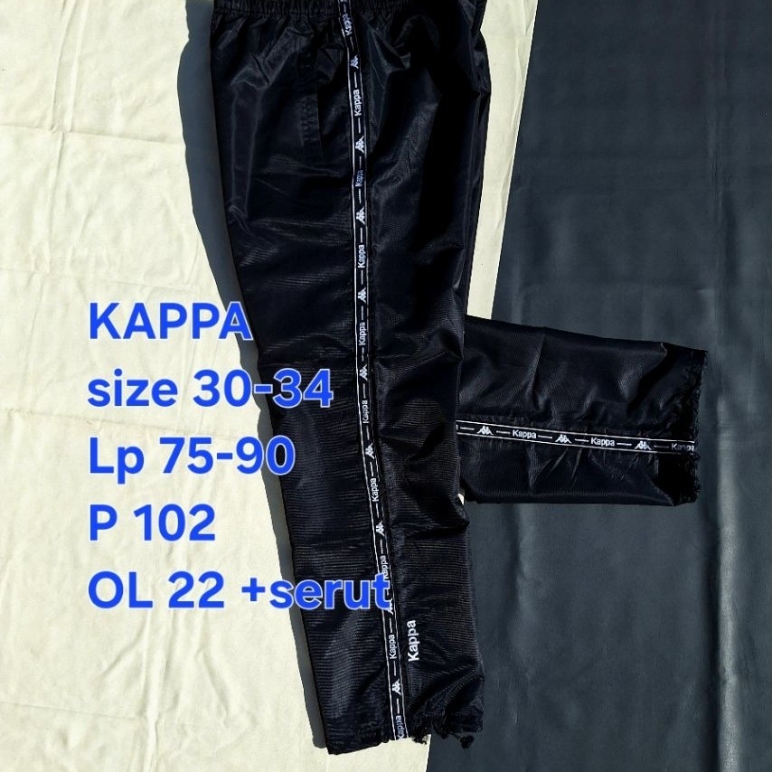 Celana KAPPA Tapped Trackpants Hitam Training Taped Nylon Parasut Olahraga Sport Runing Lari Joging 