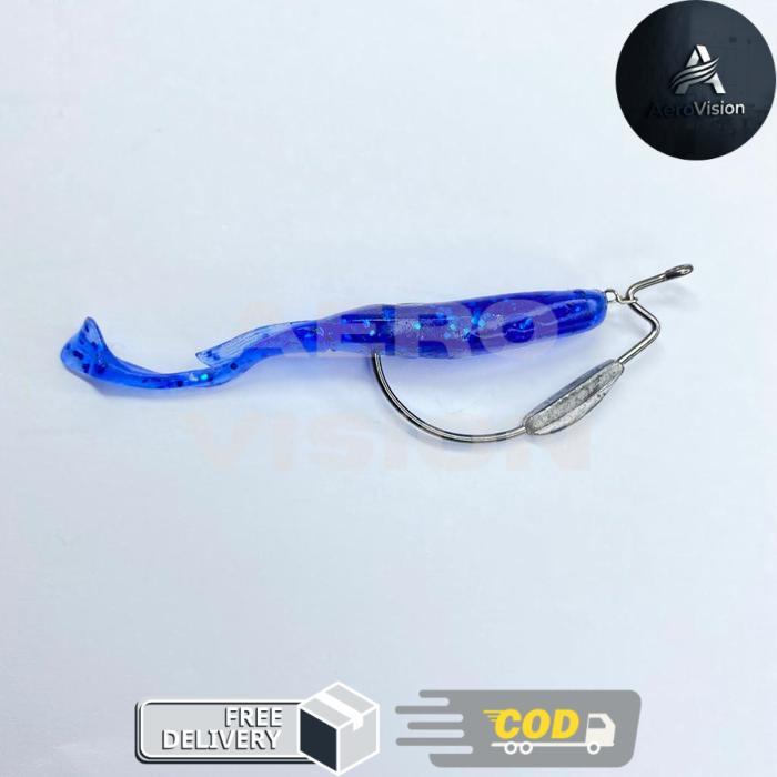 Softlure Ekor Panjang Softworm Umpan Casting Toman Haruan Gabus - Biru