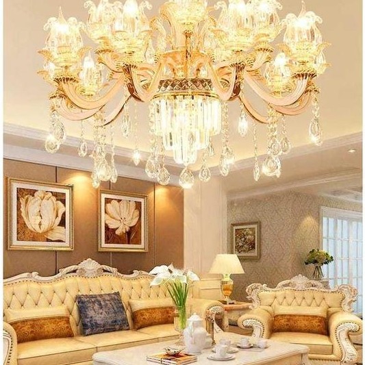 Huga - Lampu Hias Gantung Kristal Bunga Mewah / Lampu Gantung Ruang Tamu / Lampu Chandelier Terbaru