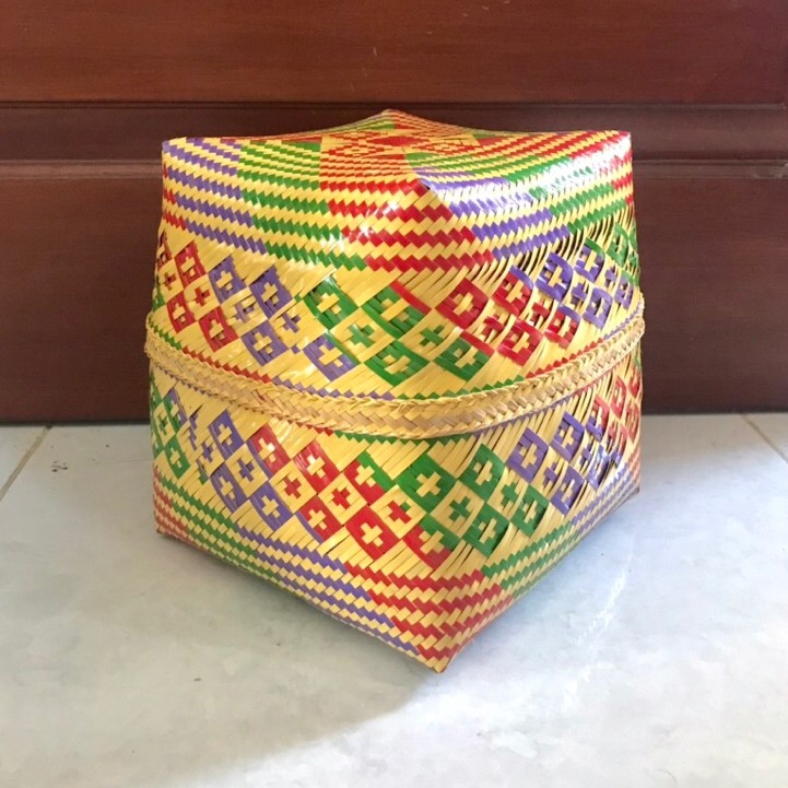 Keben Bangli premium kulit bambu 20cm