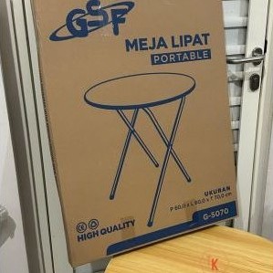 Meja Lipat Portable GSF Meja Lipat Bulat Serbaguna GSF 5070 Meja Lipat Kaki Silang Meja Bulat